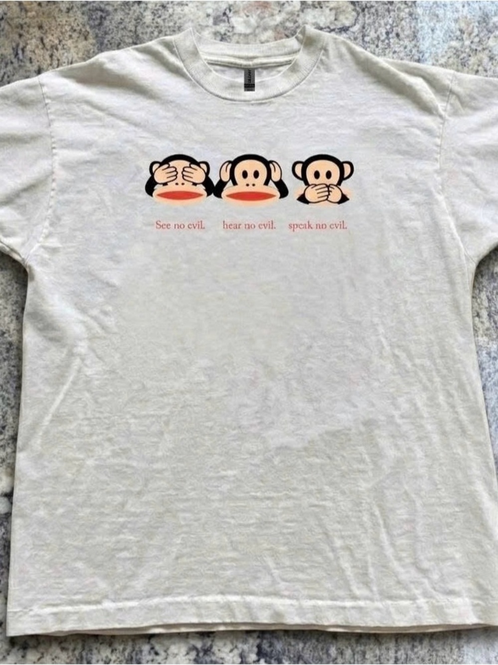 Gildan White Graphic Tee - Three Monkeys Design